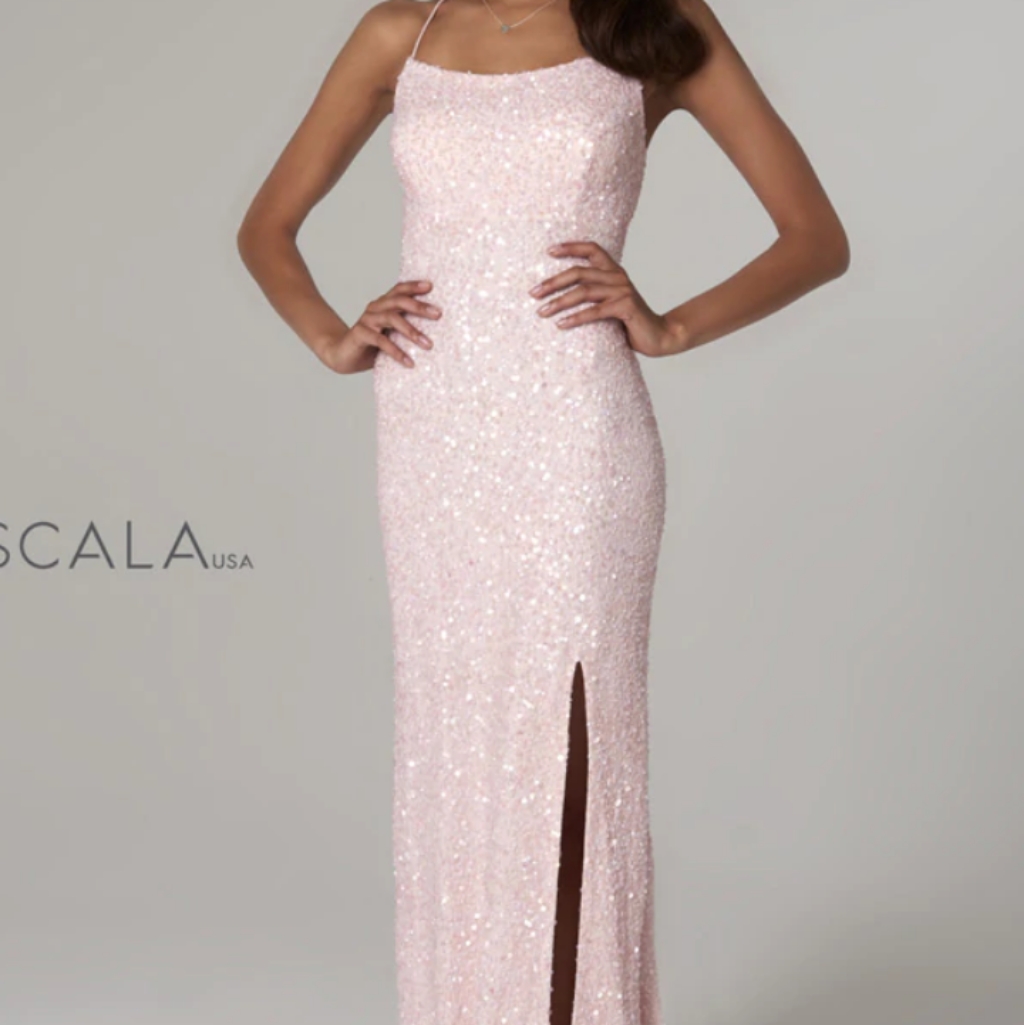 Mia Bella Scala Embellished Petal Pink Silk Stunner Couture Gown Nwt